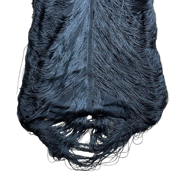 Azalea Wang Black Fringe Halter Mini Dress US M - Picture 10 of 11